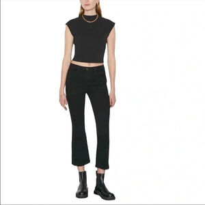 Frame denim le crop mini boot in coated black